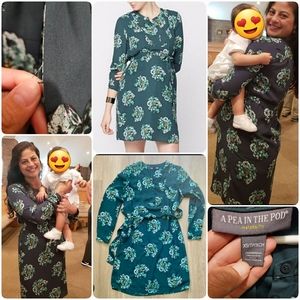 Pea in the Pod Teal Floral Maternity Dress, XS